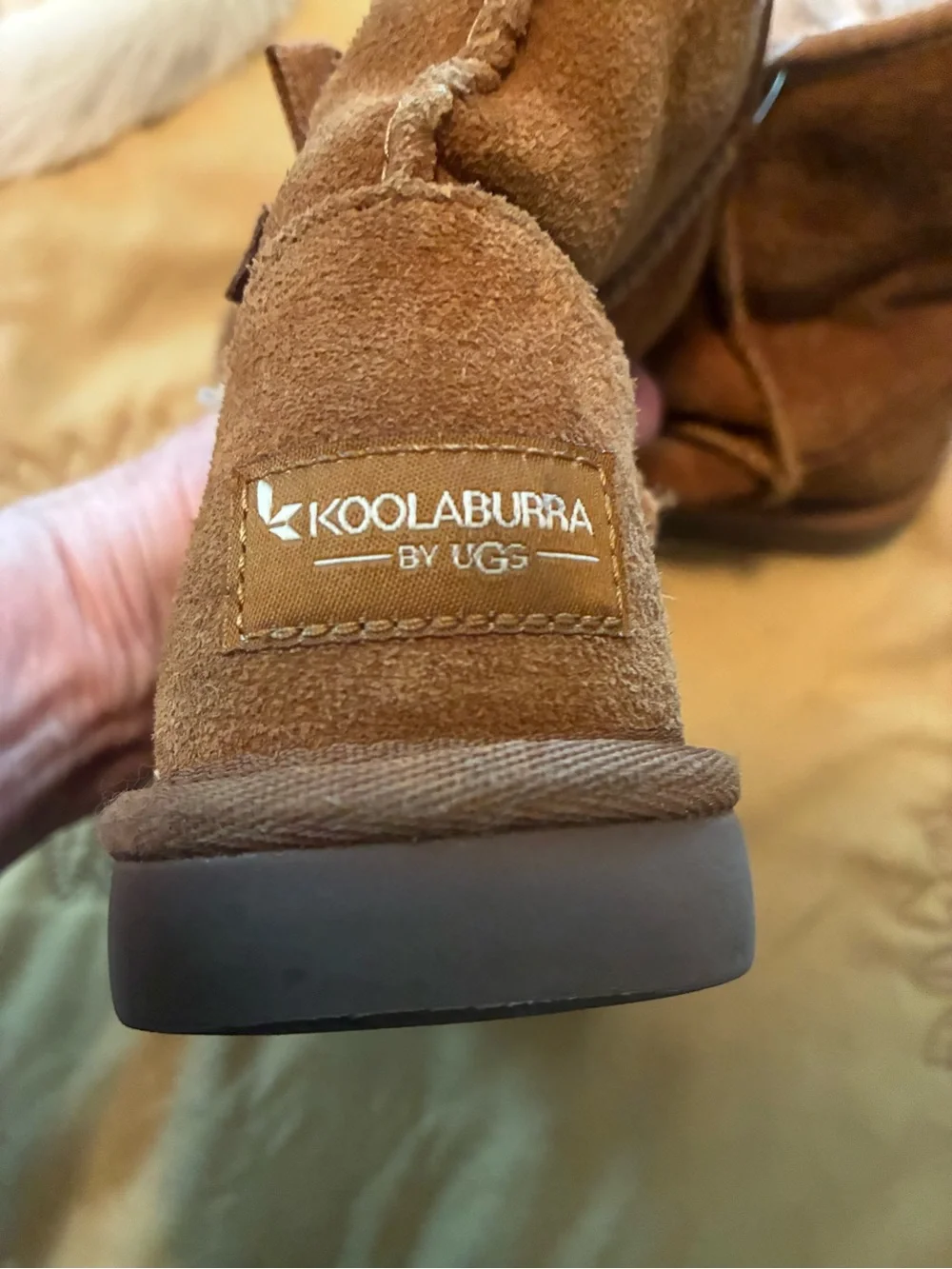 Koolaburra by UGG Kids Chestnut Suede Faux Fur Booties